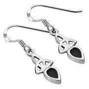 Black Onyx Celtic Trinity Knot Earrings - e256